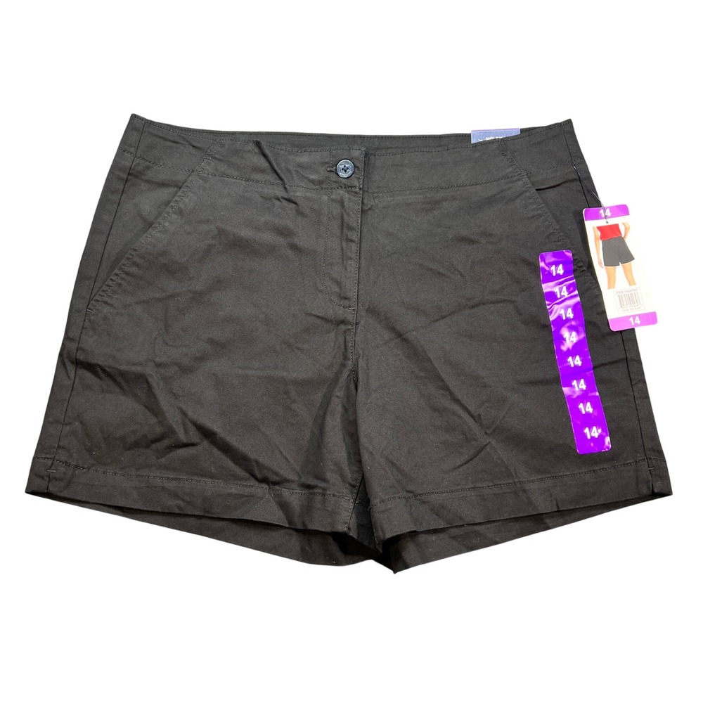 Nautica Mid Rise Twill Short True Black 5" Inseam Size 14 Womens New